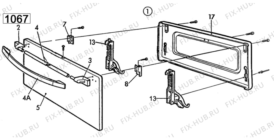 Взрыв-схема посудомоечной машины Zanussi ZS54 - Схема узла H10 Oven Door bi (small)